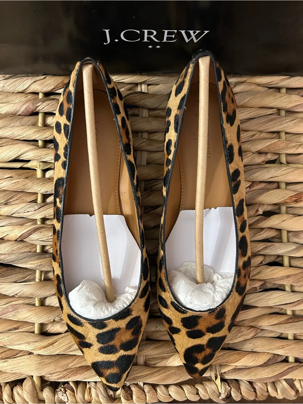J. Crew Leopard Print Pointed Toe Flats - Brown/Black